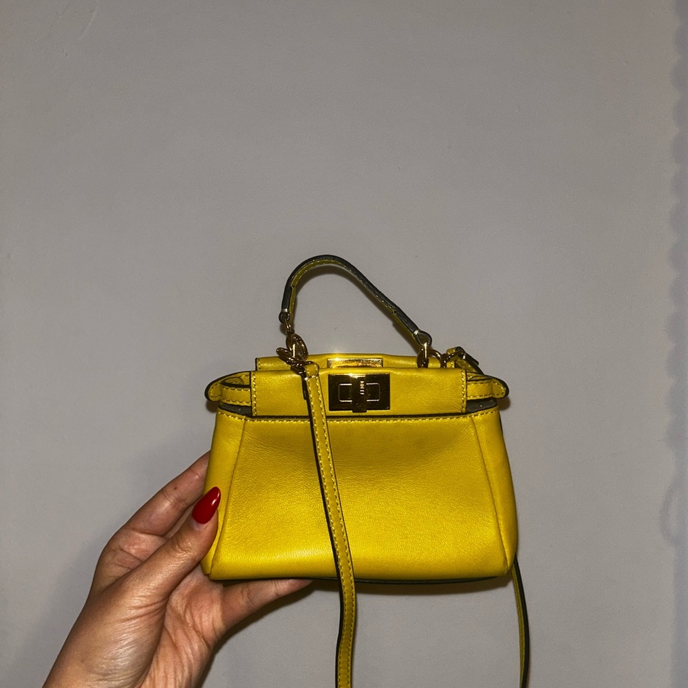 Yellow Fendi Micro Peekaboo Crossbody Bag